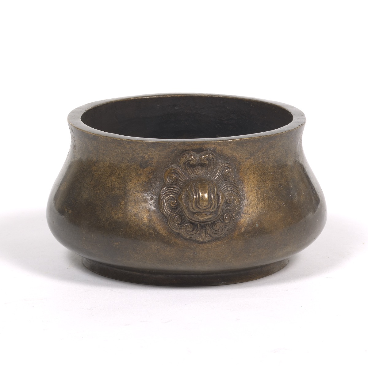 Archaistic Heavy Patinated Bronze Censer with Mythical Beast Head Handles - Image 4 of 6