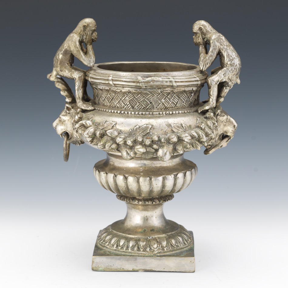 A Silver Metal Ornate Urn Shape Cooler - Image 3 of 7