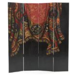 Trompe L'oeil Painted Decorative Four Panel Screen