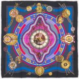 Hermes Silk Twill Scarf "La Ronde Des Heures" Designed by LoÃ¯c Dubigeon