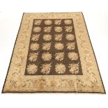 Unusual Fine Semi-Antique Hand Knotted Oushak Carpet