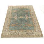 Fine Semi-Antique Hand Knotted Oushak Turquoise Carpet