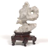 Chinese Scholar's Stone on Carved Wood Stand