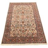 Rare Very Fine Semi-Antique Hand Knotted Surouk Ivory Carpet, ca. 1950's