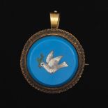 Victorian Etruscan Revival Gold and Micro Mosaic Dove Pin/Brooch Pendant, ca. 19th Century