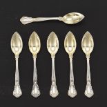 Six Gorham Gold Washed Sterling Grapefruit Spoons, "Chantilly" Pattern