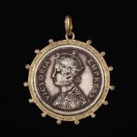 1879 Victoria Empress One Silver Rupee in Gold and Diamond Frame Pendant