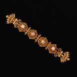 Victorian Etruscan Revival High Carat Gold and Diamond Filigree Bar Pin/ Brooch