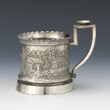 Russian Alexander III Antique 84 Zolotniki Silver Tea Glass Holder, dated 1887