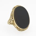 Victorian Gold and Black Onyx Filigree Ring