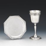 Sanborns Sterling Silver Trophy Goblet and J.E. Caldwell & Co. Sterling Octagonal Plate