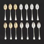 Wallace Gold Washed Sterling and Sterling Silver Twelve Demitasse Spoons