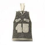 DeJuan Blair NBA Gold, Enamel, Black and White Diamond 3D Jersey Pendant