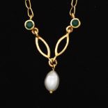 Ladies' Victorian Gold, Seed Pearl and Emerald Necklace