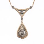 Victorian Tri-Color Gold and Rose Cut Diamond Necklace