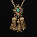 Victorian Gold, Opal and Diamond Fancy Link Slider Necklace