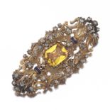 Georgian Diamond and Yellow Gemstone Brooch