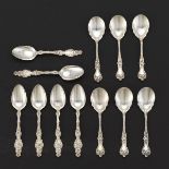 Six Alvin Sterling Teaspoons, "Majestic" Pattern, and Six Whiting Teaspoons, "Lily" Pattern