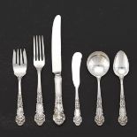 Reed and Barton Sterling Silver Dinner Tableware Service for Twelve, "French Renaissance" Pattern