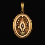 Victorian Two-Tone Gold and Seed Pearl Locket Pendant