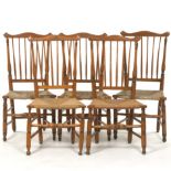 Set of Five Rush Seat Chairs, 18th Century