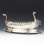 C.G. Hallberg Swedish 830 Silver Viking Dragon Longship Centrepiece Bowl, dated 1928