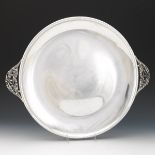 Danish Style Art Deco Round Tray with Lily-of-The-Valley Handles