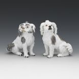 Antique Meissen Pair of Porcelain Cavalier King Charles Spaniels, Marcolini Period Marks