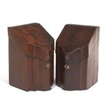 Pair of English Georgian Mahogany Knife Boxes, ca. 18th Century