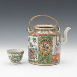 Chinese Teapot and Cup with Custom Basket