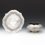 Silver 900 Arts & Crafts Style Centerpiece Bowl and Platter