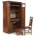 Stickley Arts & Crafts Style Study Desk/Computer Cabinet, Chair and Stool