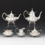 Reed & Barton Sterling Silver Five-Piece Tea/Coffee Service, "Hampton Court" Pattern, dated 1949