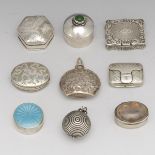 Nine Antique Silver Vinaigrettes and Tabatieres