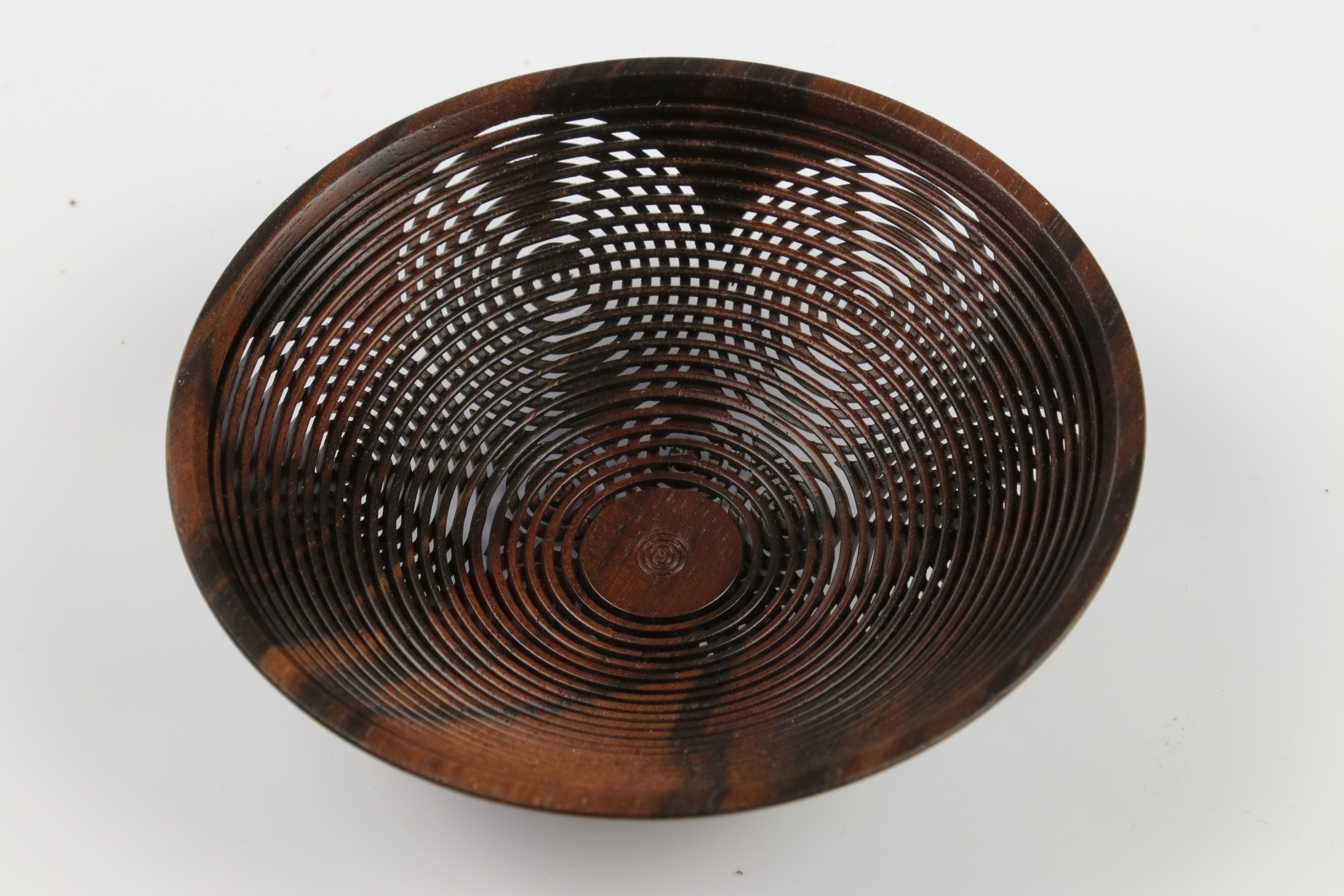 Hans Weissflog (Germany) ebony lattice bowl 10x14cm. Signed - Image 2 of 4