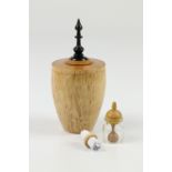 Stuart King (UK) masur birch box with poem and St Paul's cathedral wood bell 12x6cm. Signed