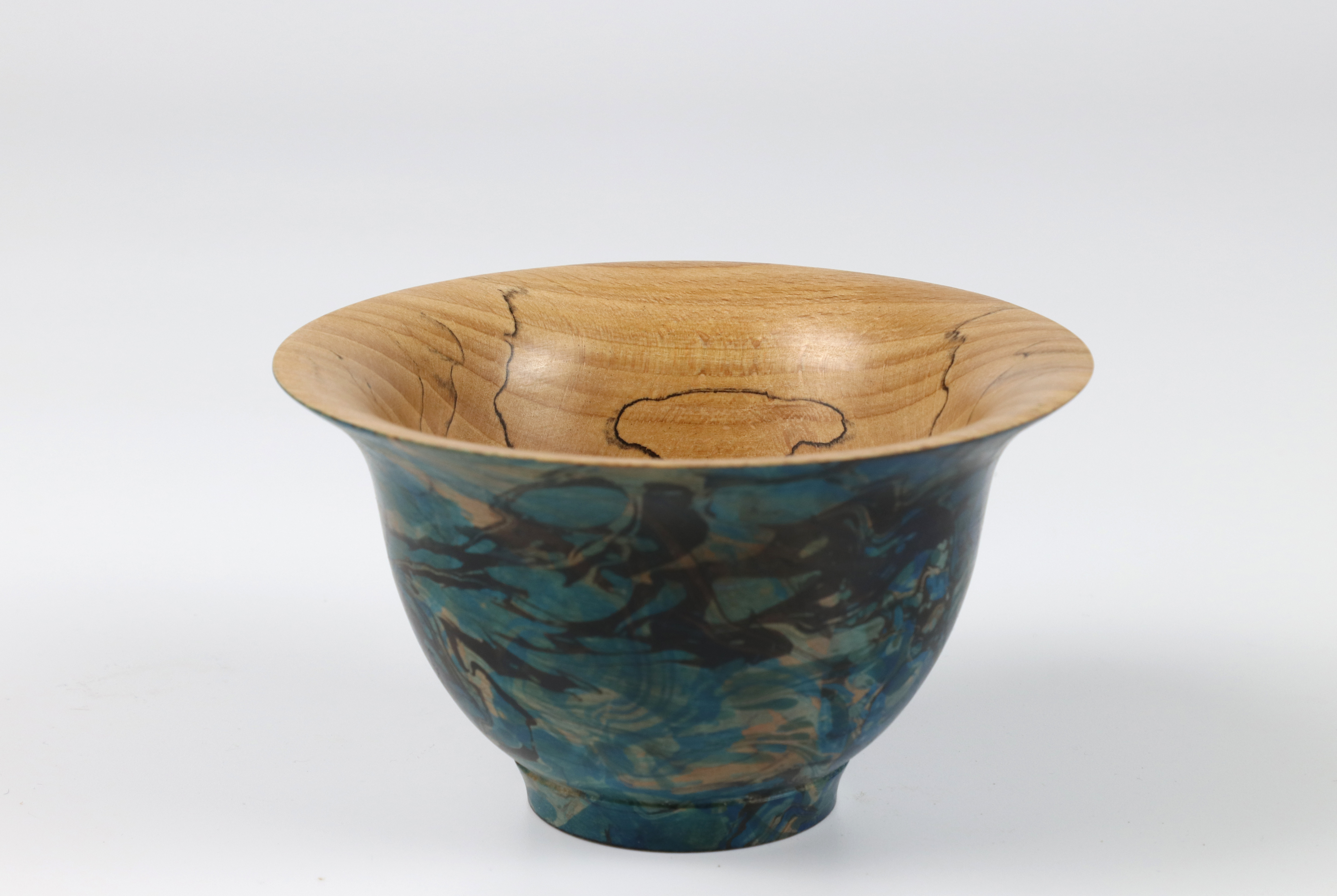 Alan Lacer (USA) Spalted beech marbled bowl 7x12cm. Signed