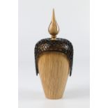 Margaret Garrard (UK) ash lidded form with pierced shroud 24x10cm. Signed