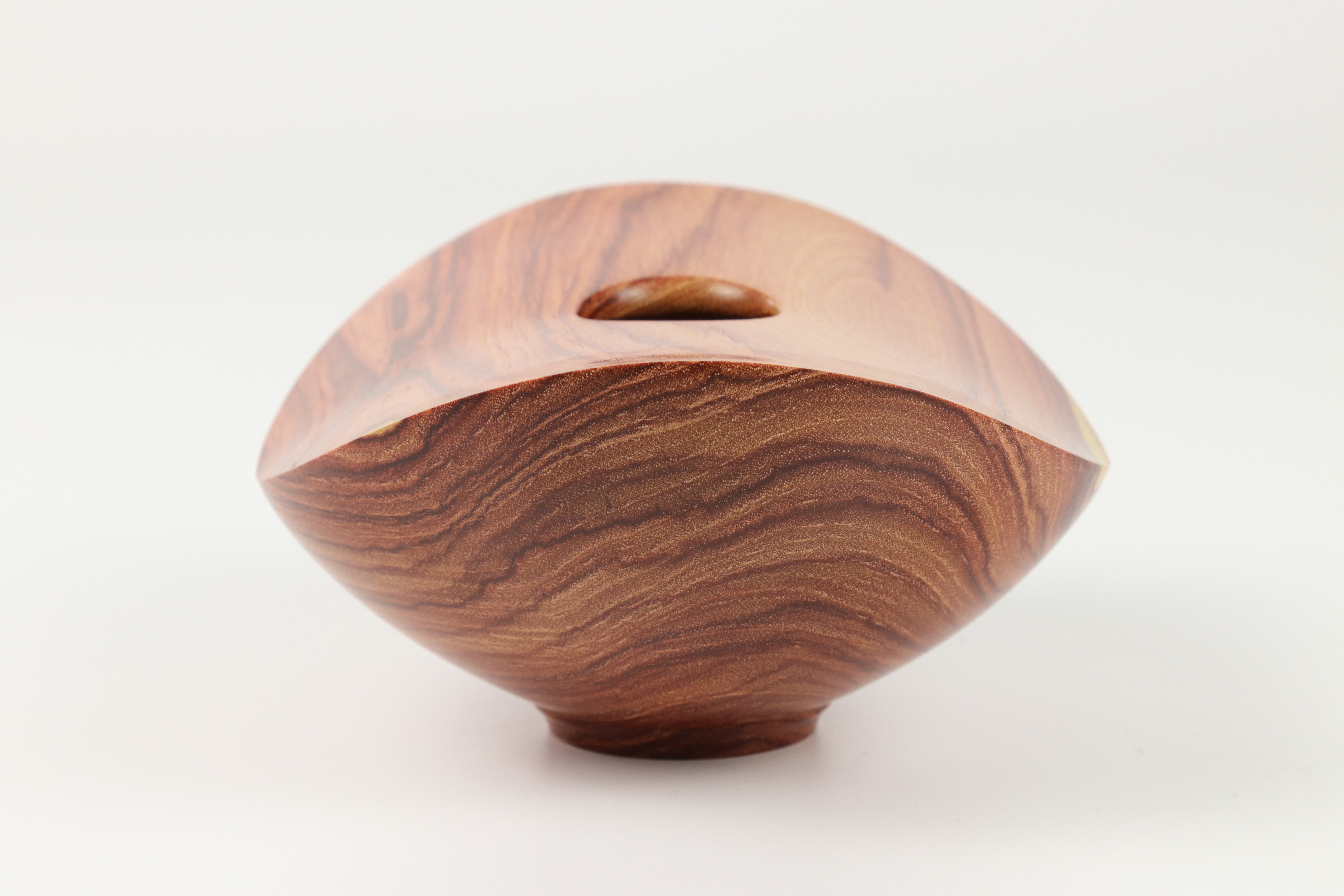 Paul Hannaby (UK) brazillian tulipwood multi axis hollow form 7x14cm. Signed - Image 2 of 3