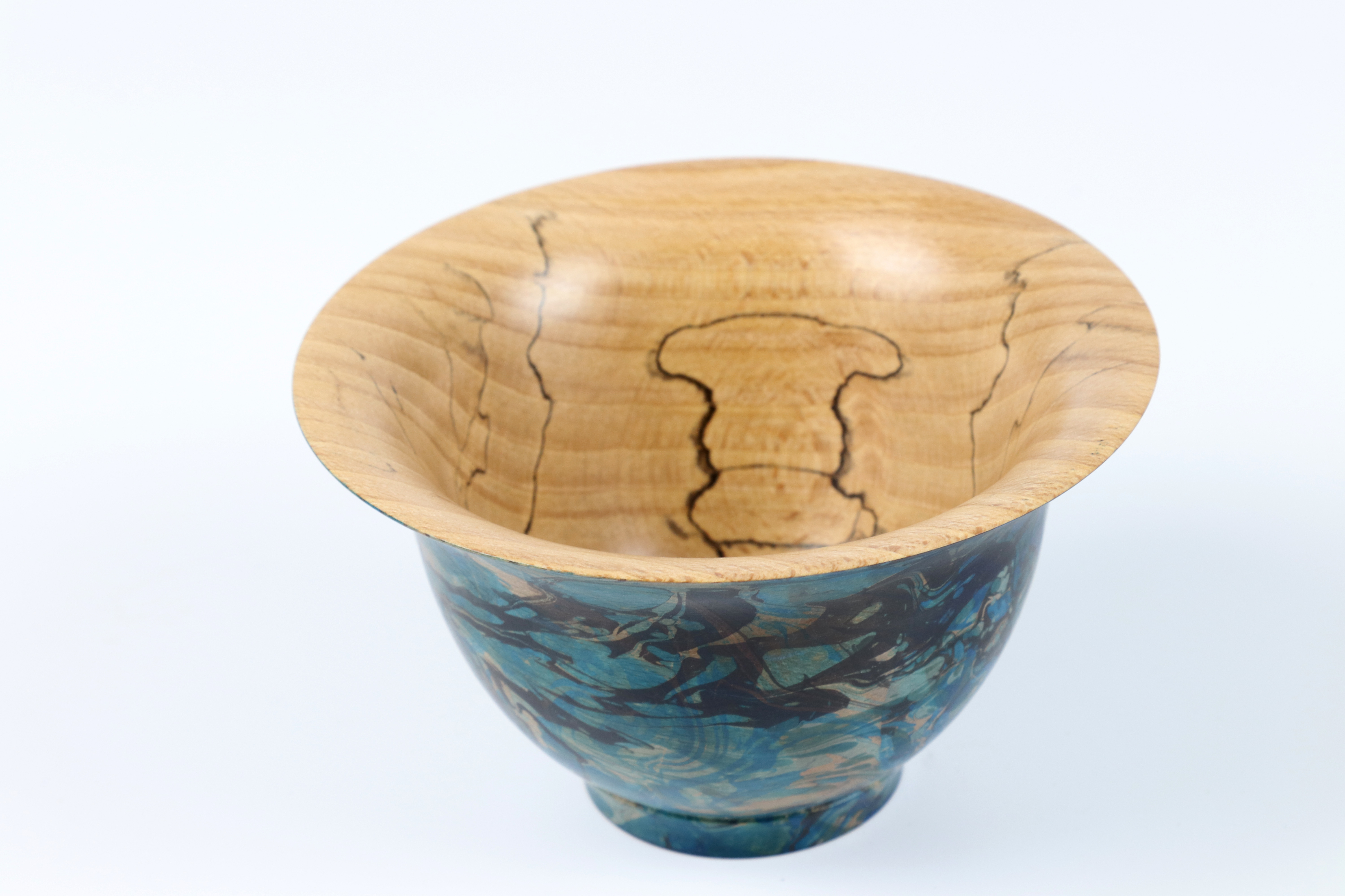 Alan Lacer (USA) Spalted beech marbled bowl 7x12cm. Signed - Image 2 of 3