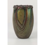 Carol Hall & Mike Kehs (USA) Ash coloured and decorated hollow form 18x11cm. Signed