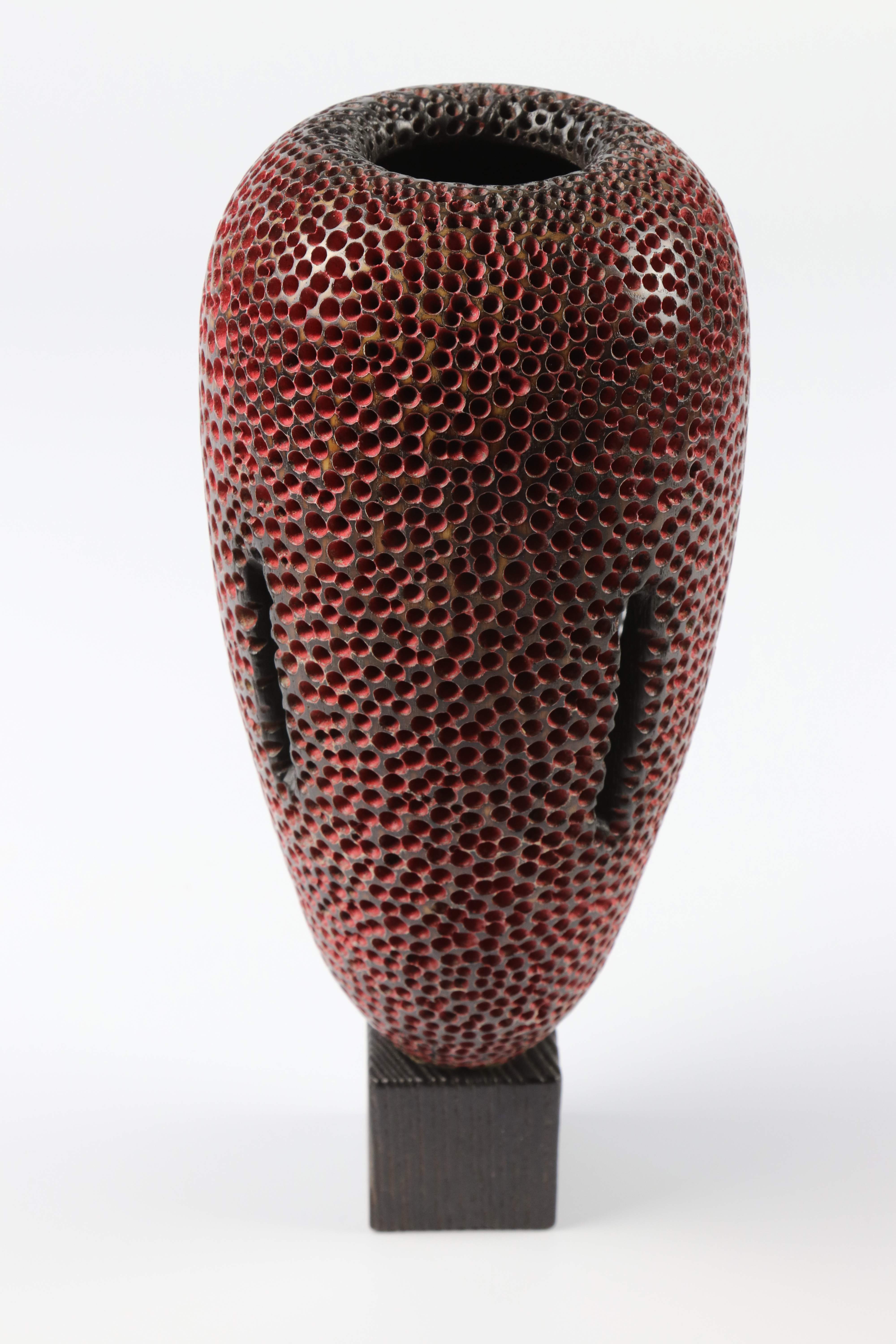 Mike Scott (USA) textured and coloured ash hollow form 26x11cm. Signed - Image 2 of 3