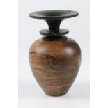 Melvyn Firmager (UK) walnut and bog oak hollow form 16x10cm. Signed