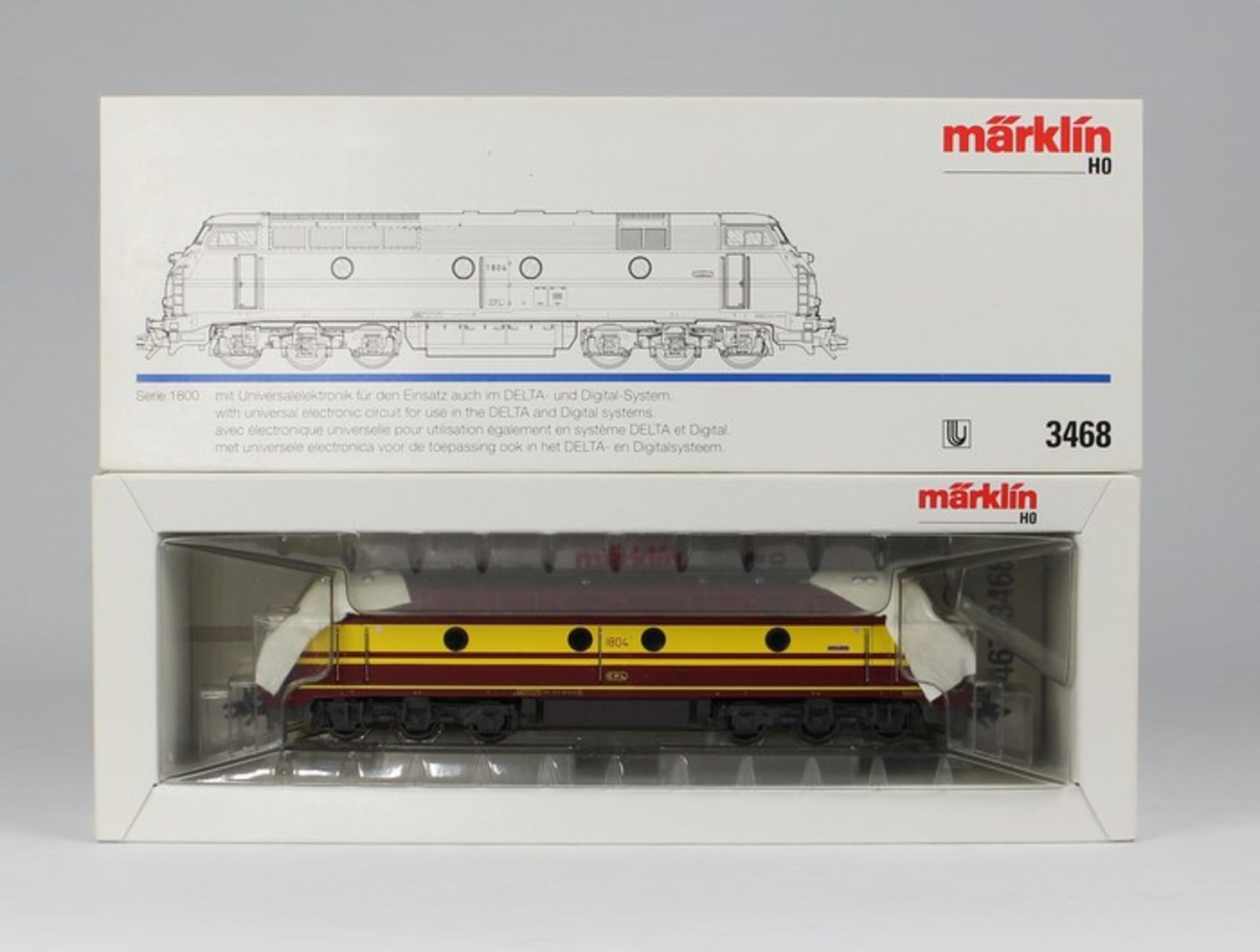 Märklin - EisenbahnDiesel-Lok 3468, Serie 1800, 1804, CFL, Luxemburg, rotbraun/gelb,