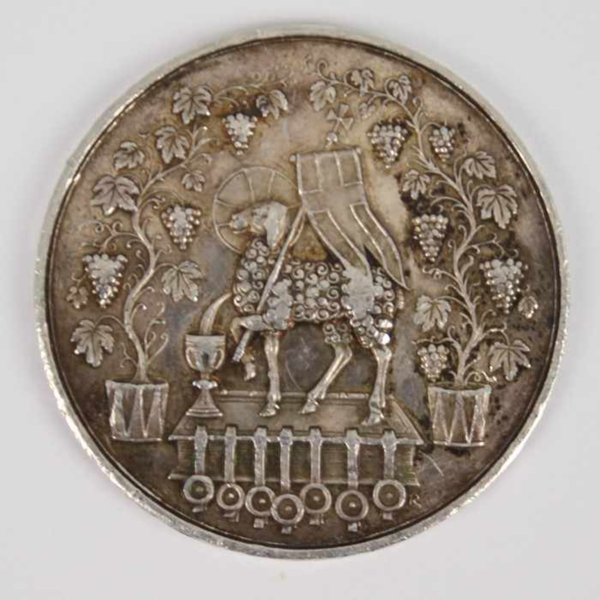 SilbermedailleSi 999, Medaillenkunst, Taufe im Jordan, Lamm mit Fahne, G 19,8 g, D 4 cm, vz - Bild 2 aus 2