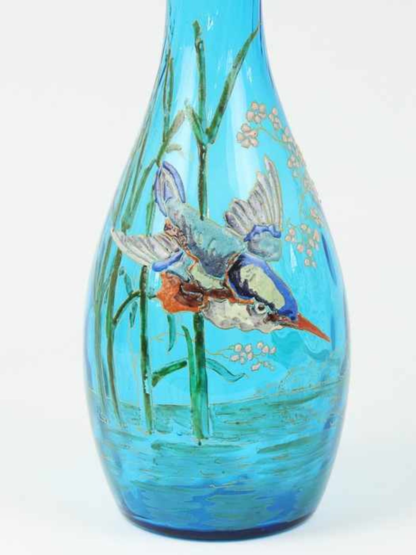 Legras - Vaseum 1900, Jugendstil, Legras & Cie, Verreries de Saìnt-Denis, türkisfarbenes Glas, - Image 2 of 2