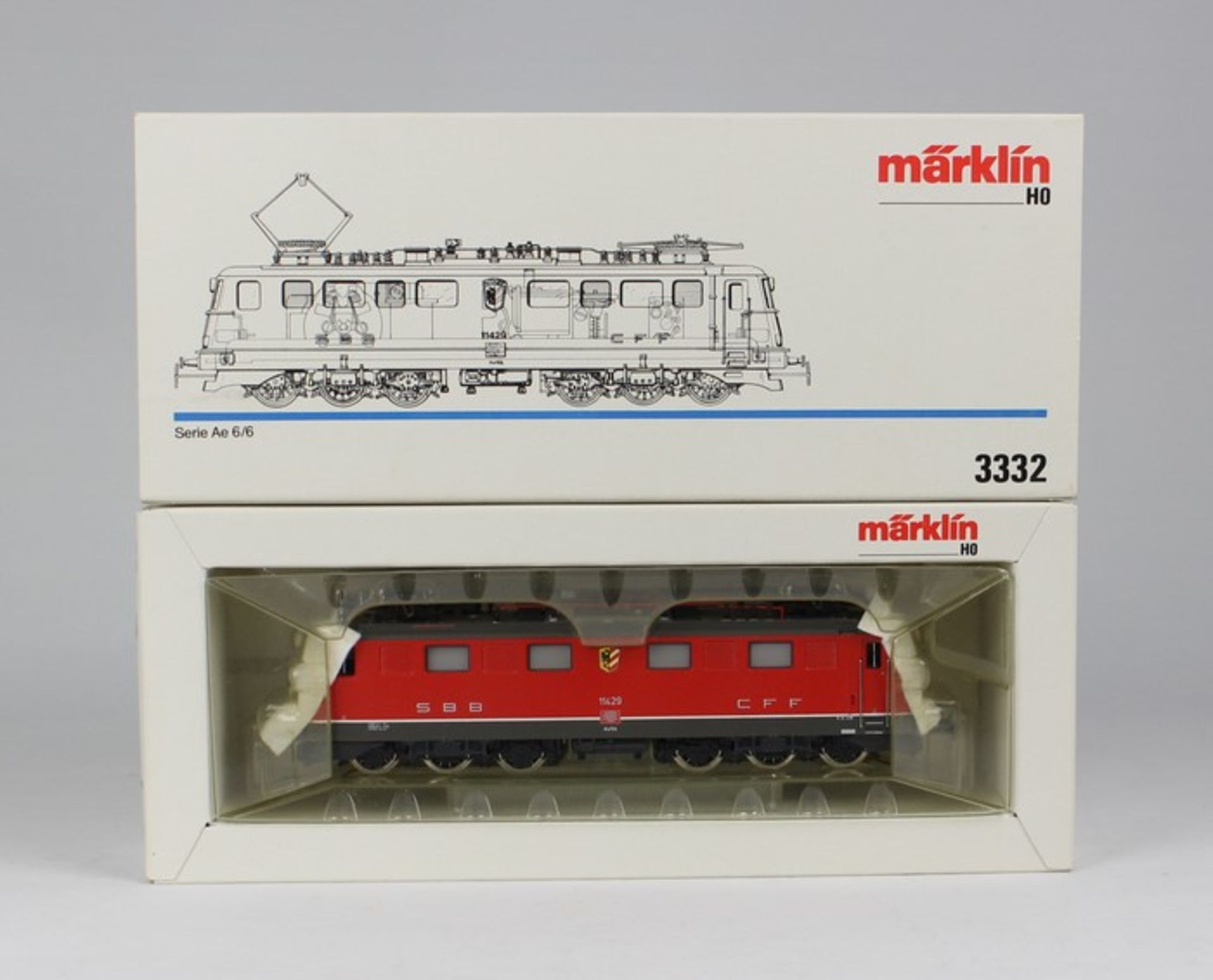Märklin - EisenbahnE-Lok 3332, Serie Ae 6/6, 11429, SBB CFF, rot, Stadtwappen Altdorf, OK,