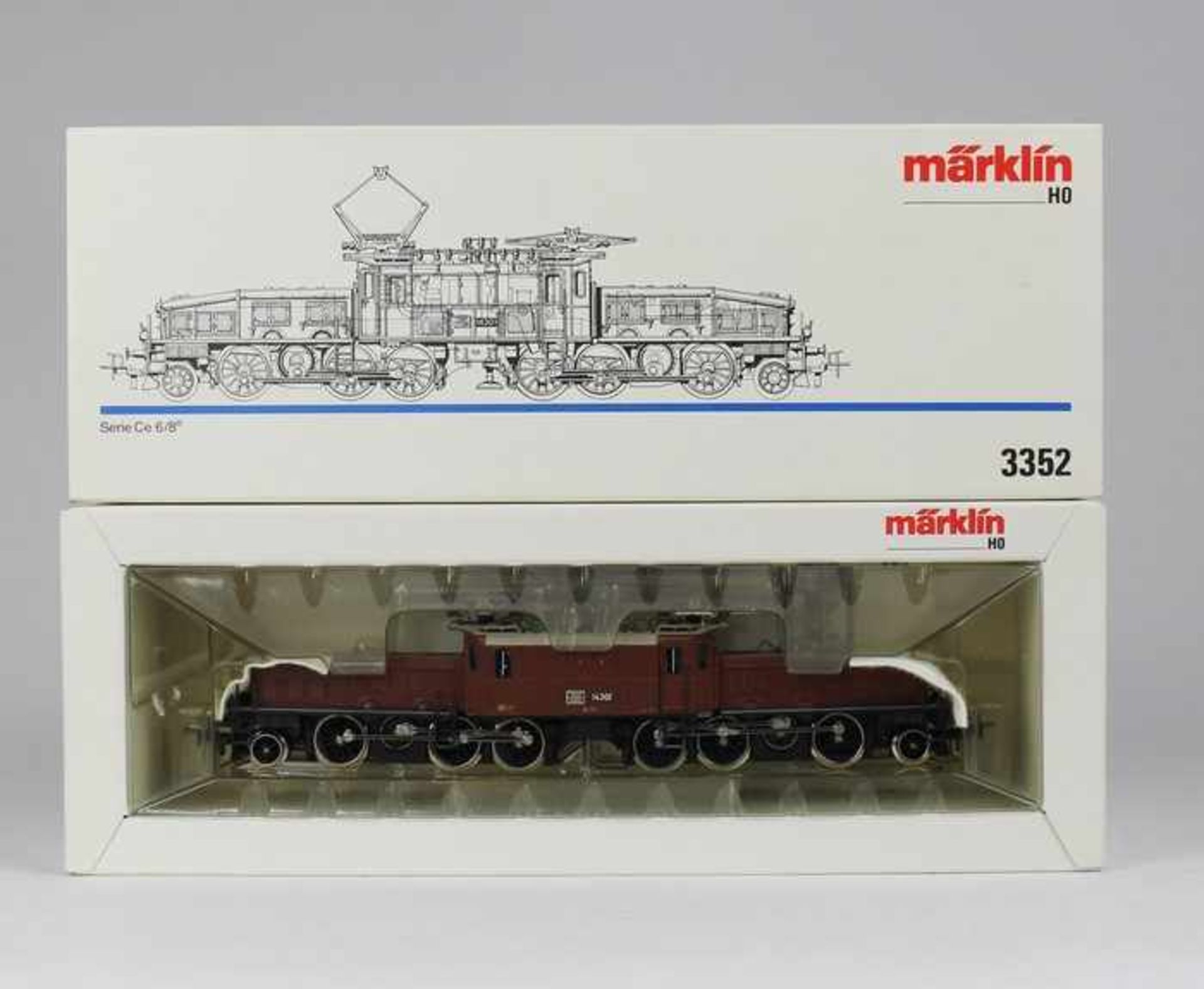 Märklin - EisenbahnE- Lok 3352, Serie Ce 6/8, Krokodil, braun, OK, Anleitung, unbesp.