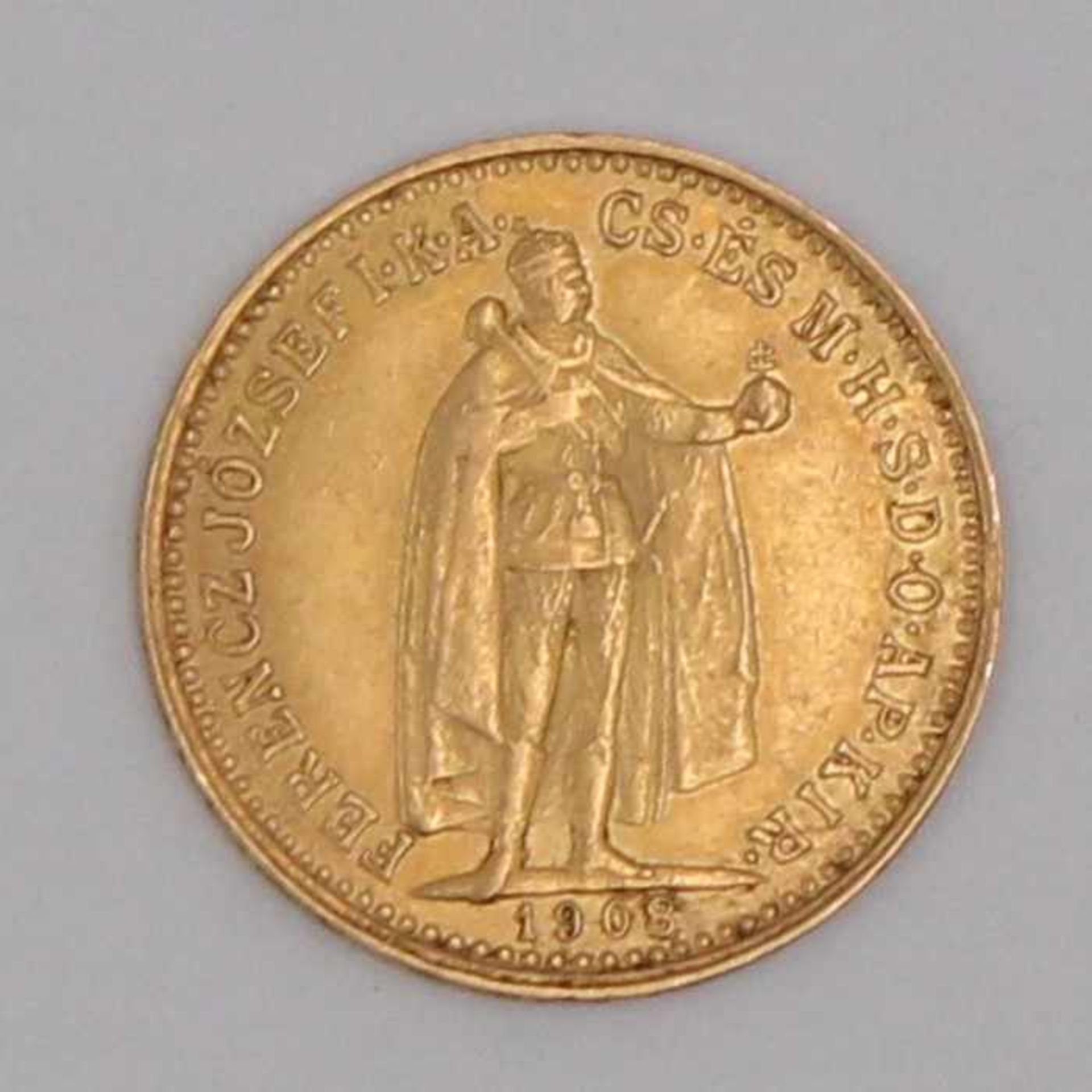 Gold - Ungarn 10 KronenFranz Joseph, 1908, ca. 3,4 g, RK, vz