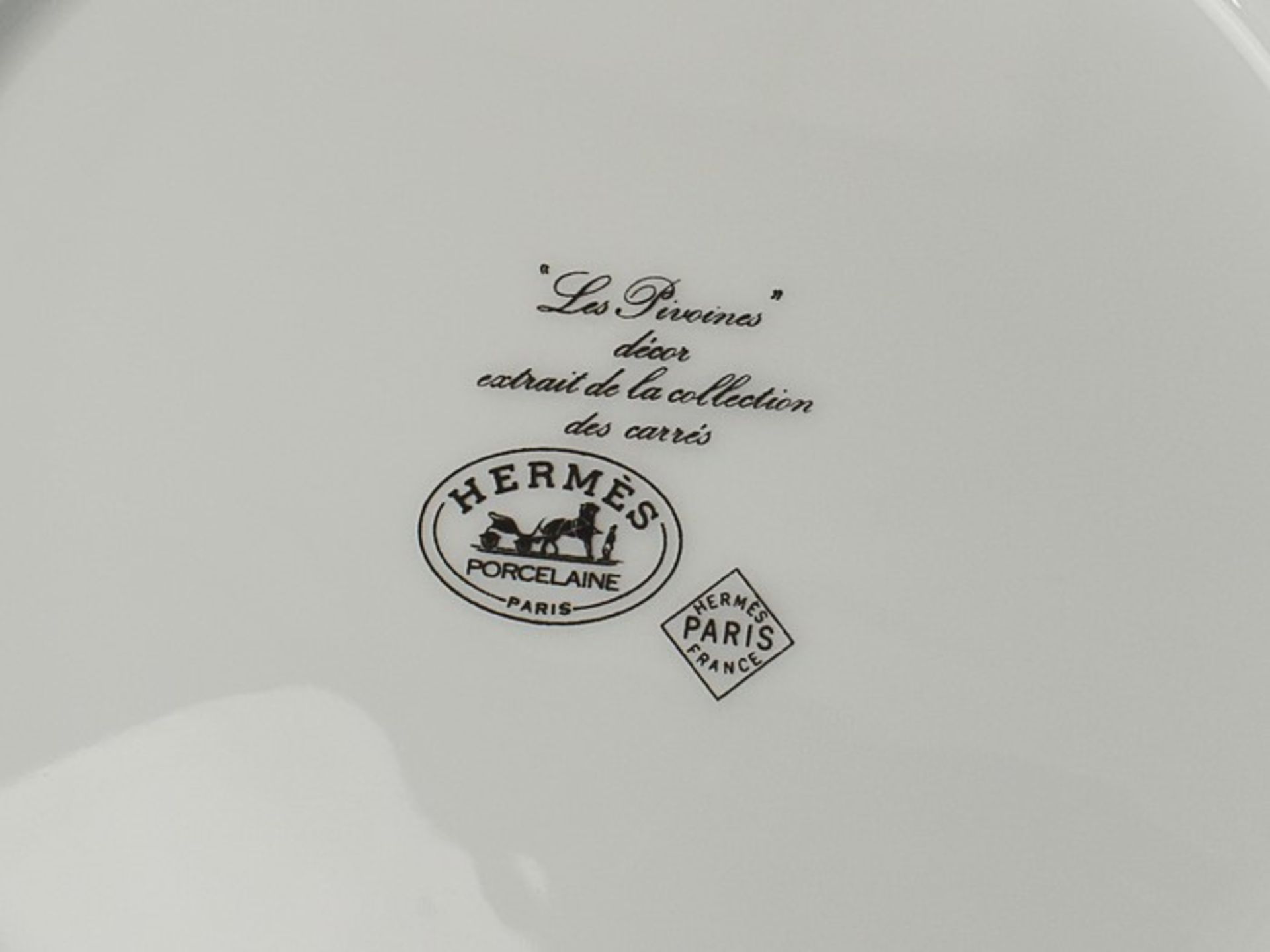 Hermès - Teeserviceschwarze Stempelmarke, Paris, Frankreich, f. 5 Pers., Dekor "Pfingstrose" aus der - Bild 3 aus 3